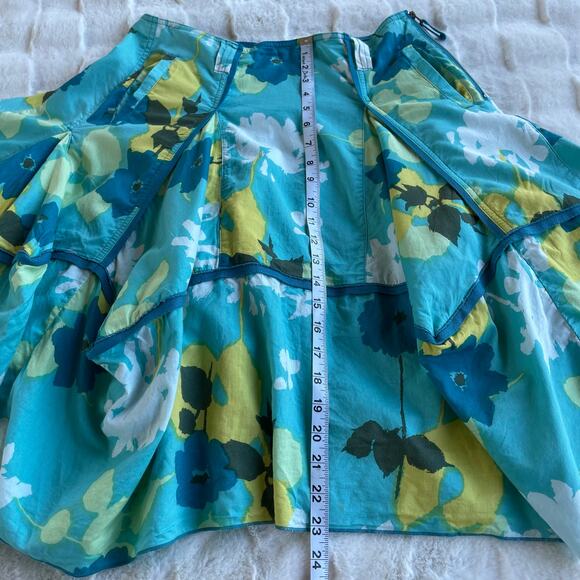 🔥Vintage Marithe Francois Girbaud Floral Full Circle Ruffled Knee Length Skirt - Picture 15 of 16